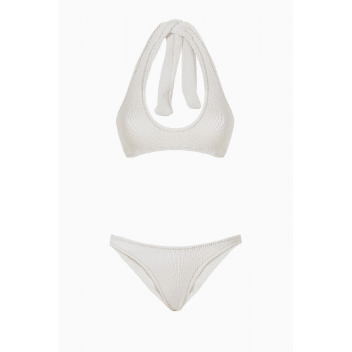 Reina Olga - Pilou Scrunch Bikini Set in Stretch Crinkle Nylon White