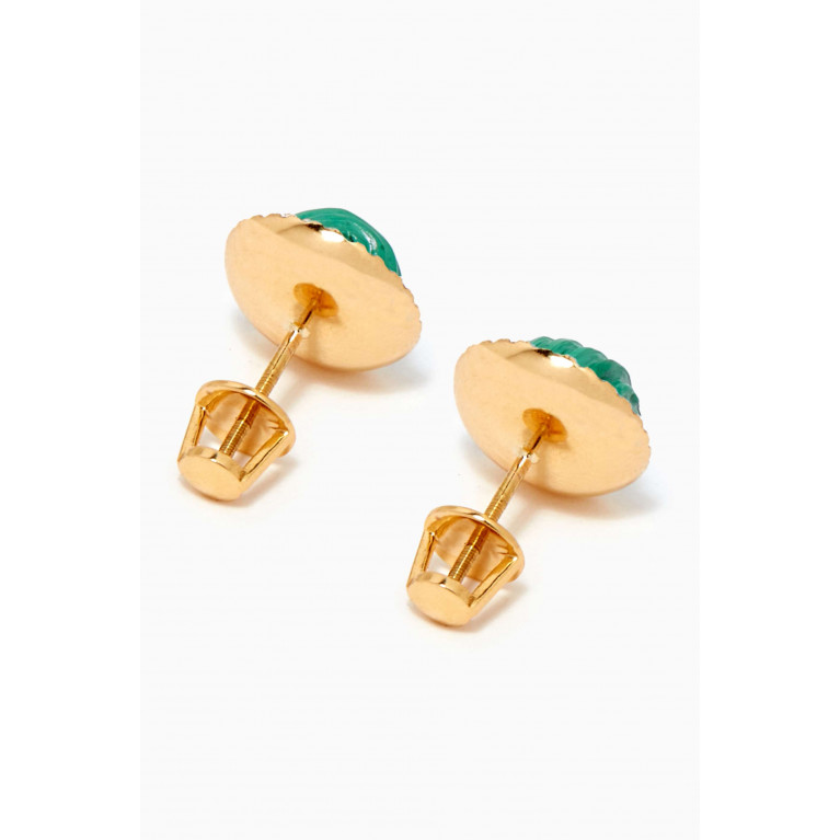 94 Jewelry - Malachite & Diamond Stud Earrings in 18kt Yellow Gold