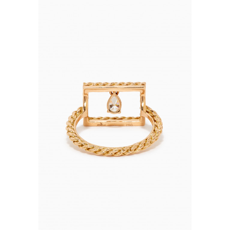94 Jewelry - Rope Rectangle Diamond Ring in 18kt Yellow Gold