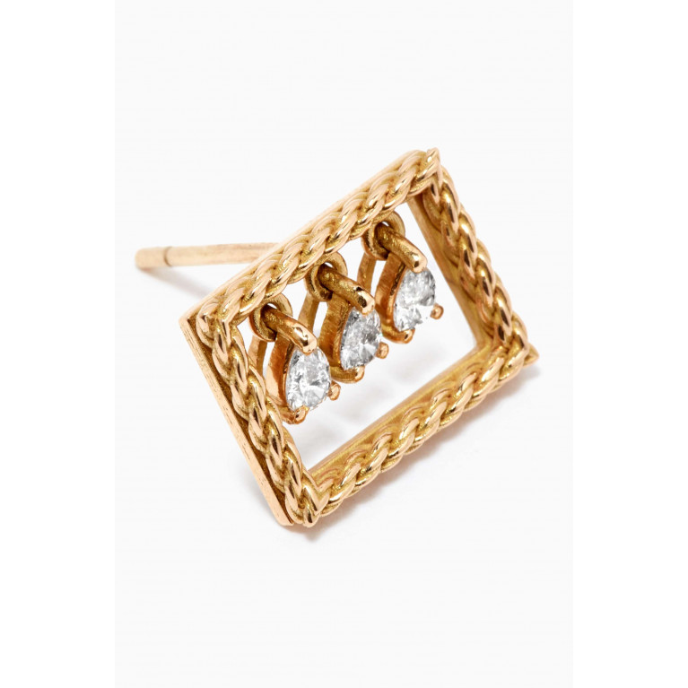 94 Jewelry - Rope Rectangle Diamond Stud Earring in 18kt Yellow Gold