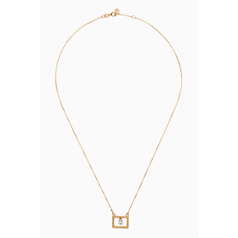 94 Jewelry - Rope Rectangle Diamond Necklace in 18kt Yellow Gold