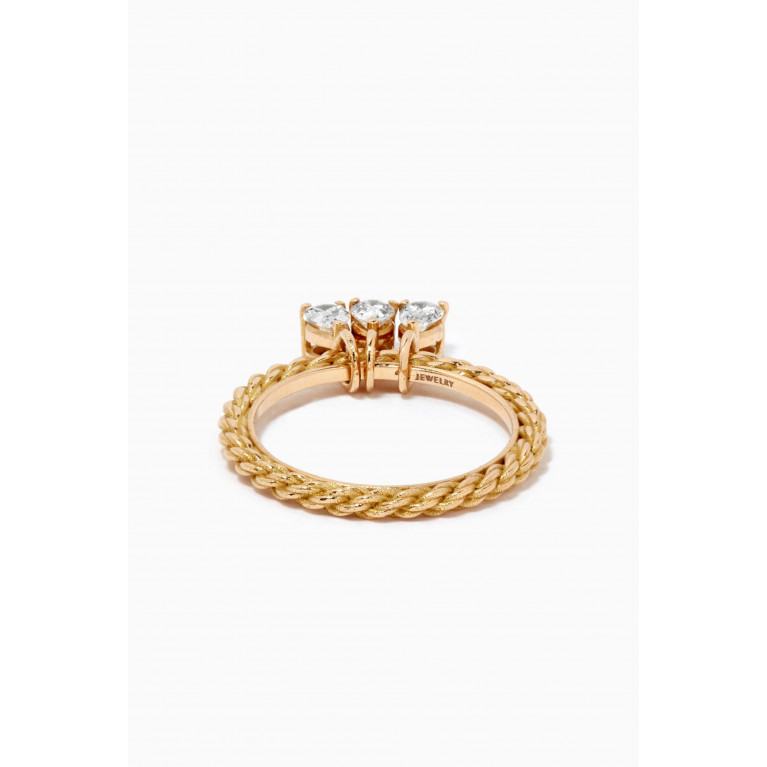 94 Jewelry - Rope Rectangle Diamond Ring in 18kt Yellow Gold