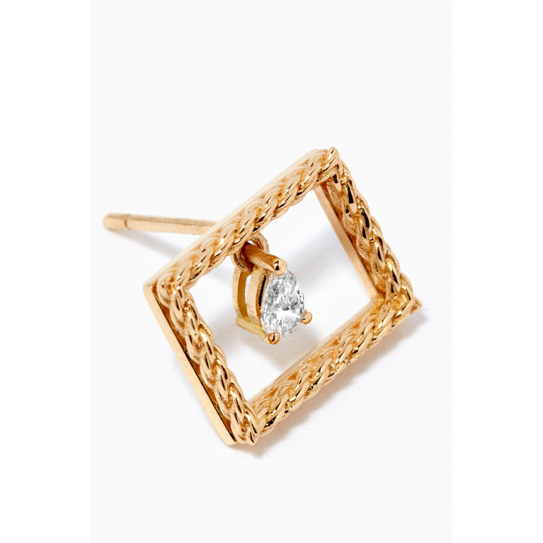 94 Jewelry - Rope Rectangle Diamond Stud Earring in 18kt Yellow Gold