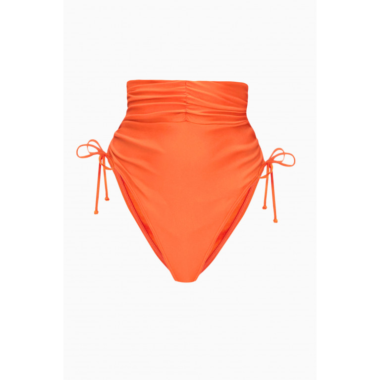 Andrea Iyamah - Menasa High-rise Bikini Bottoms in Stretch Nylon Orange