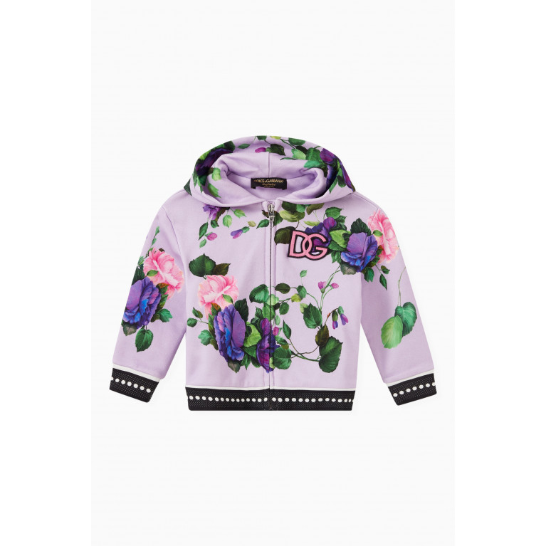 Dolce & Gabbana - Floral Logo Hoodie in Cotton