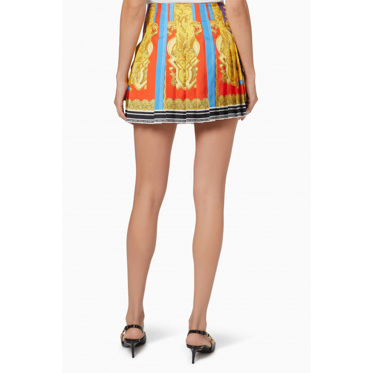 Versace - Barocco Goddess Pleated Mini Skirt in Silk Twill