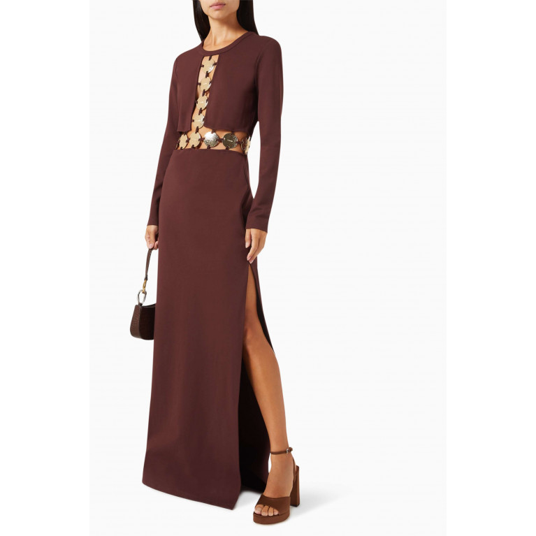 Staud - Delphine Dress in Stretch Rayon Brown
