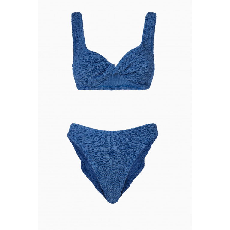 Hunza G - Juno Bikini Set in Crinkle Nylon Blue