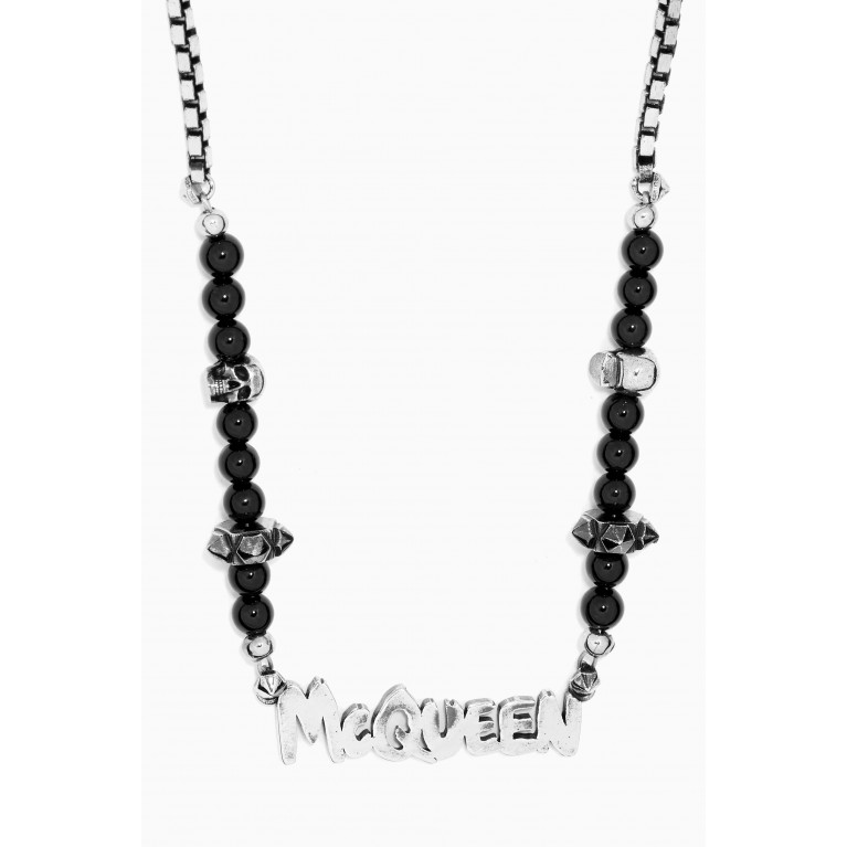 Alexander McQueen - McQueen Graffiti Obsidian Chain Necklace in Brass