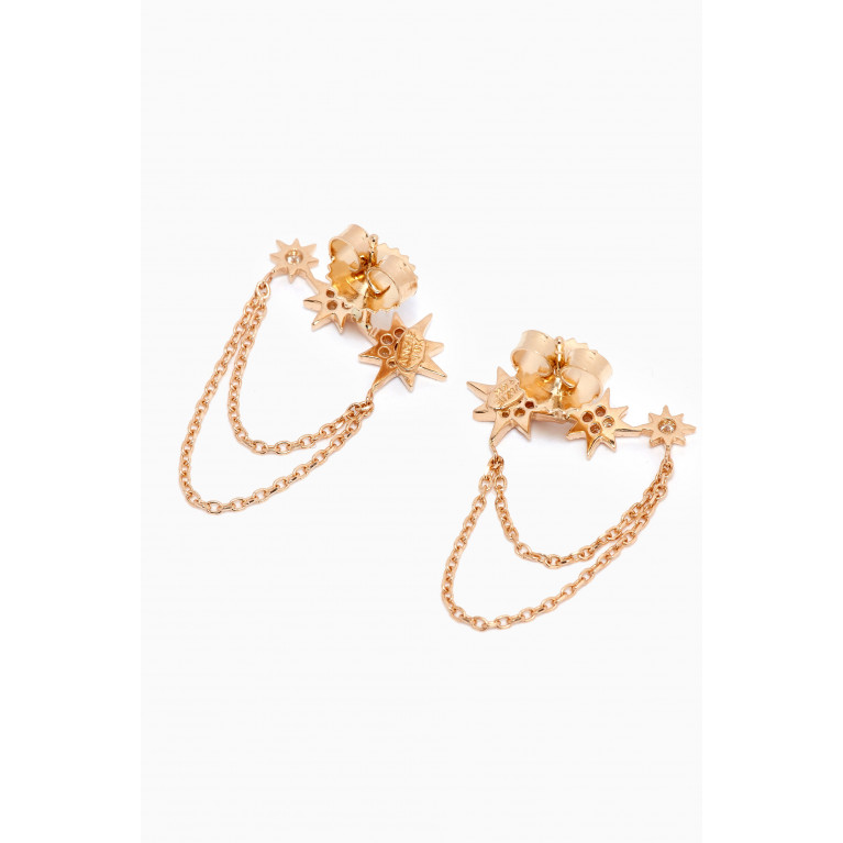 Anzie - Aztec North Star Trio Chain Earrings in 14kt Gold