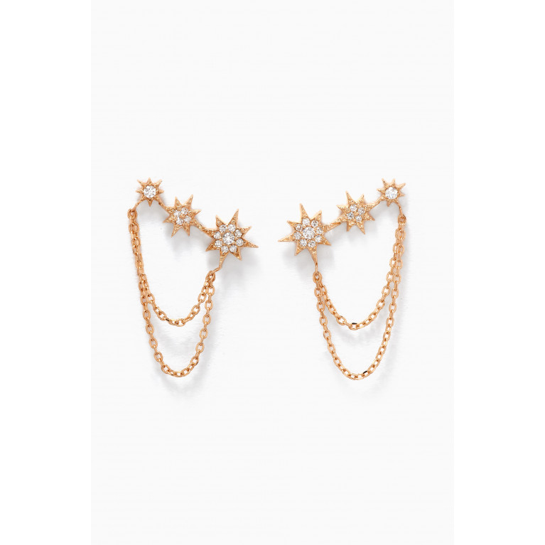Anzie - Aztec North Star Trio Chain Earrings in 14kt Gold