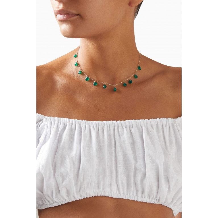 Anzie - Dew Drop Briolette Necklace in 14kt Gold Green