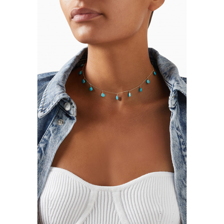 Anzie - Dew Drop Briolette Necklace in 14kt Gold Blue