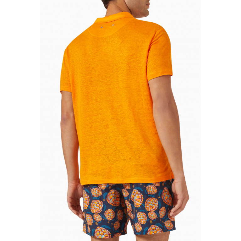 Vilebrequin - Pyramid Polo Shirt in Linen-jersey Orange