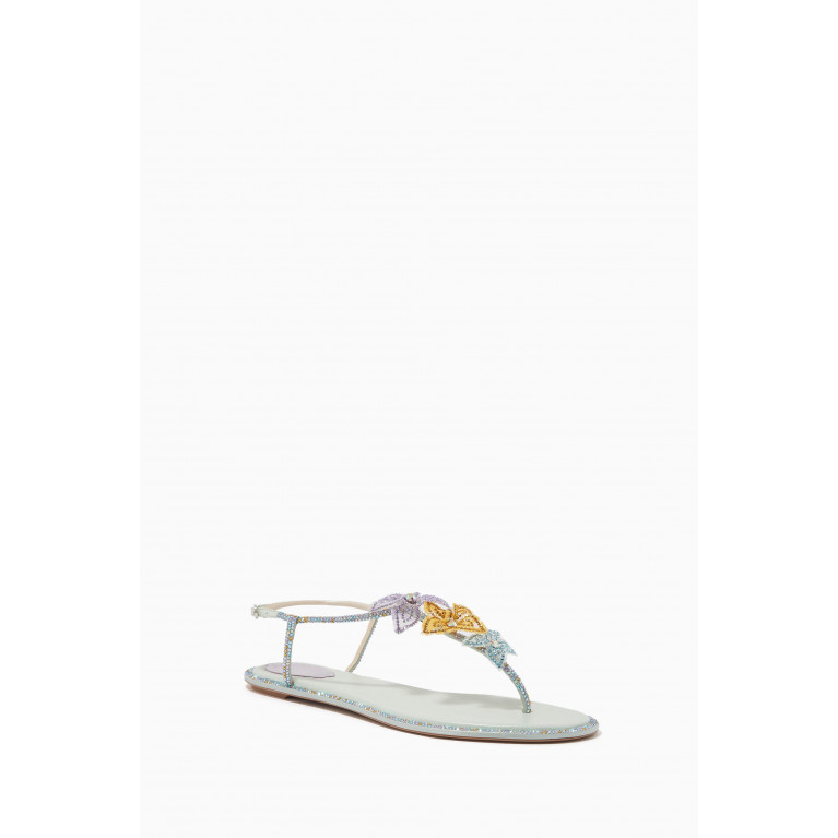 René Caovilla - Floriane Thong Sandals in Satin & Leather