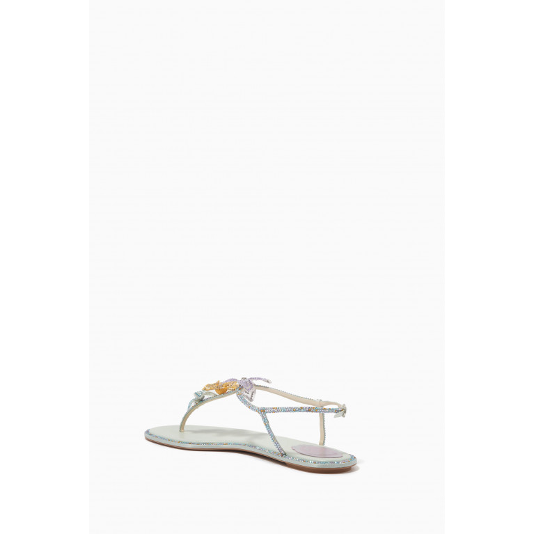 René Caovilla - Floriane Thong Sandals in Satin & Leather