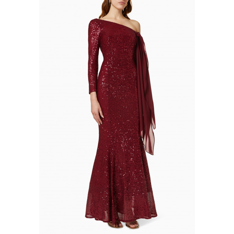 NASS - Fishtail Gown in Sequin Burgundy