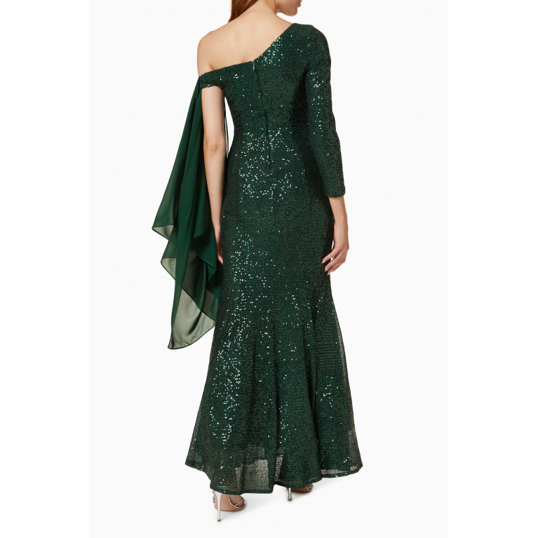 NASS - Fishtail Gown in Sequin Green