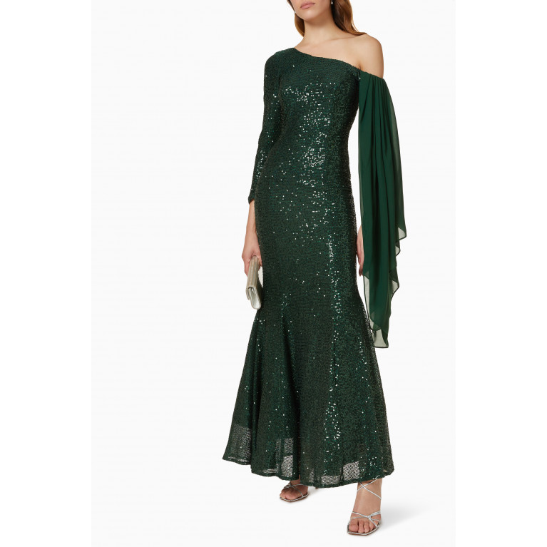 NASS - Fishtail Gown in Sequin Green