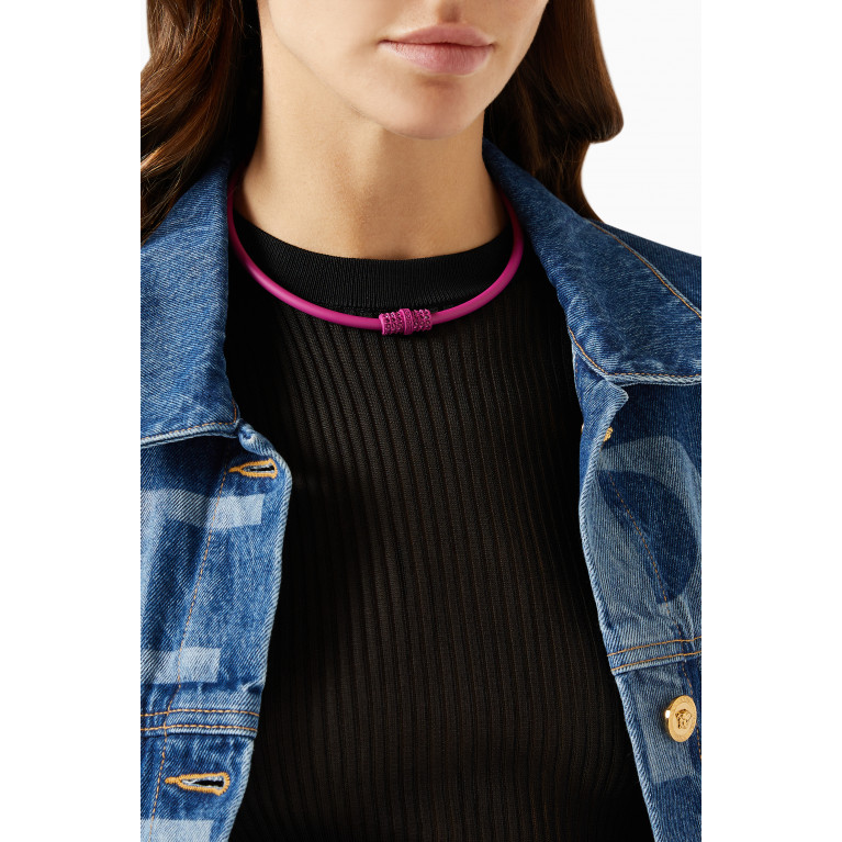Versace - Embellished Pendant Choker in Leather