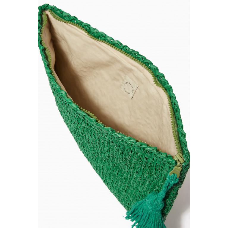 Cooperative Studio - Crochet Clutch Bag in Raffia Green