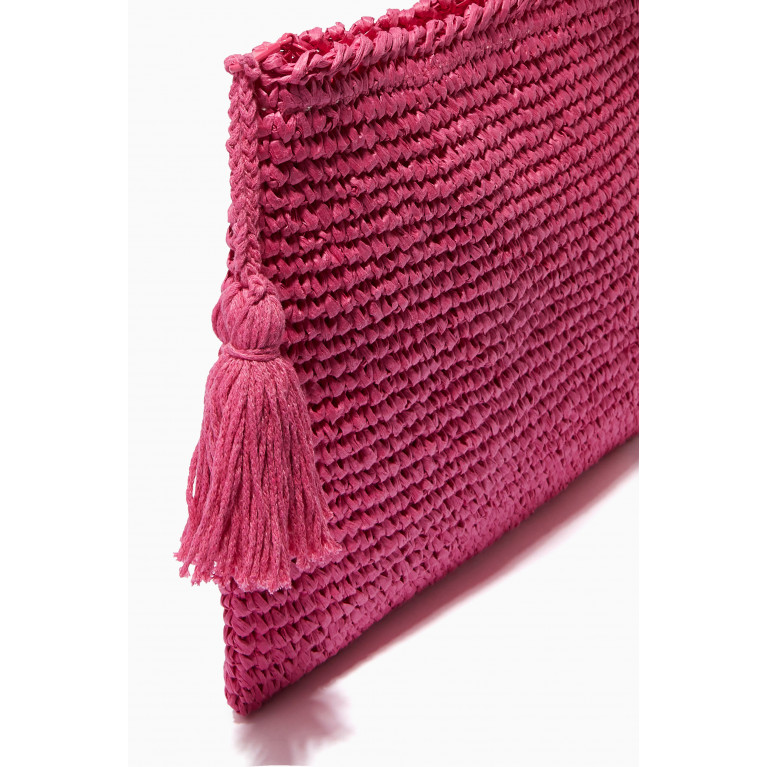 Cooperative Studio - Crochet Clutch Bag in Raffia Pink