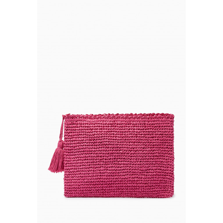 Cooperative Studio - Crochet Clutch Bag in Raffia Pink