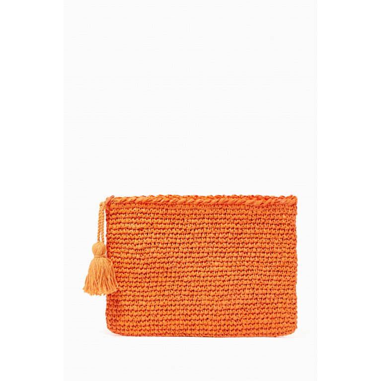 Cooperative Studio - Crochet Clutch Bag in Raffia Orange
