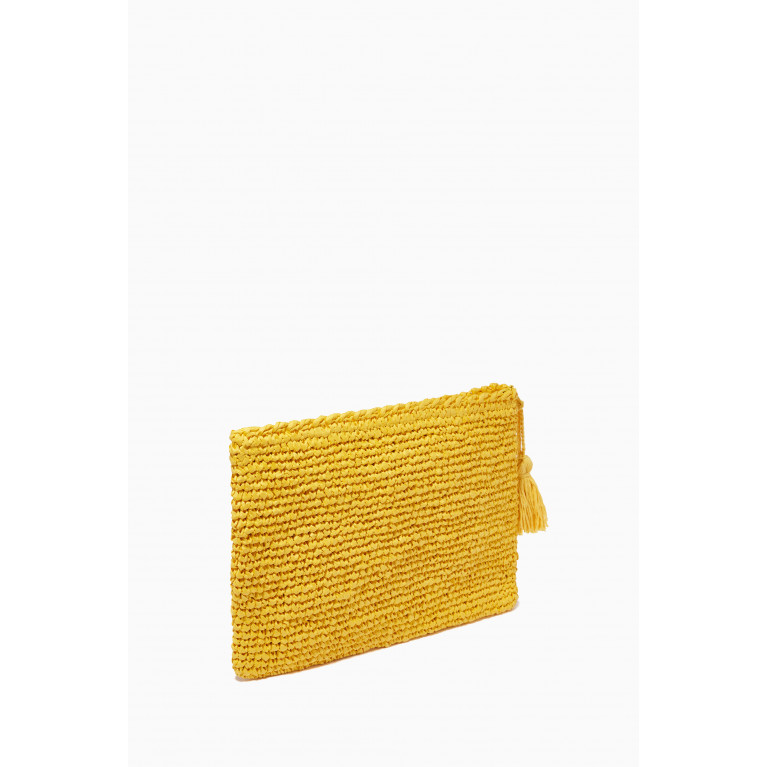 Cooperative Studio - Crochet Clutch Bag in Raffia Yellow