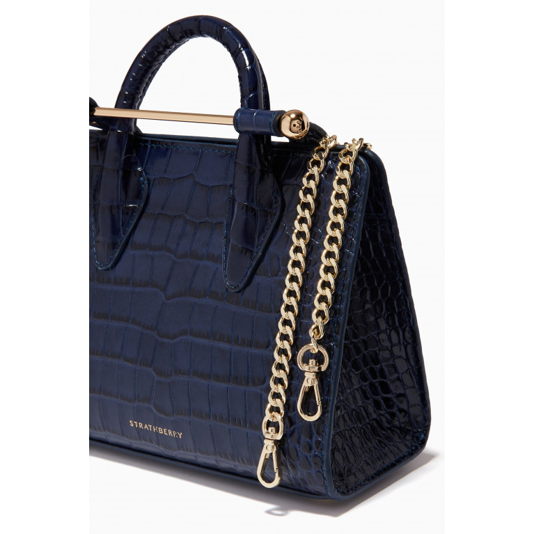 Strathberry - Nano Tote Bag in Croc-embossed Leather