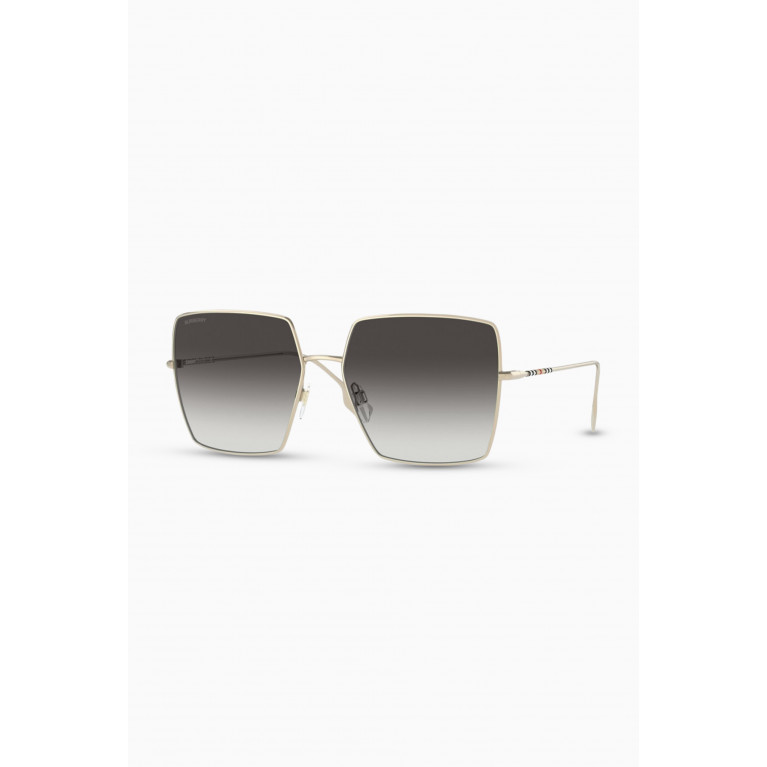 Bvlgari - Icon Stripe Detail Oversized Square Frame Sunglasses in Metal