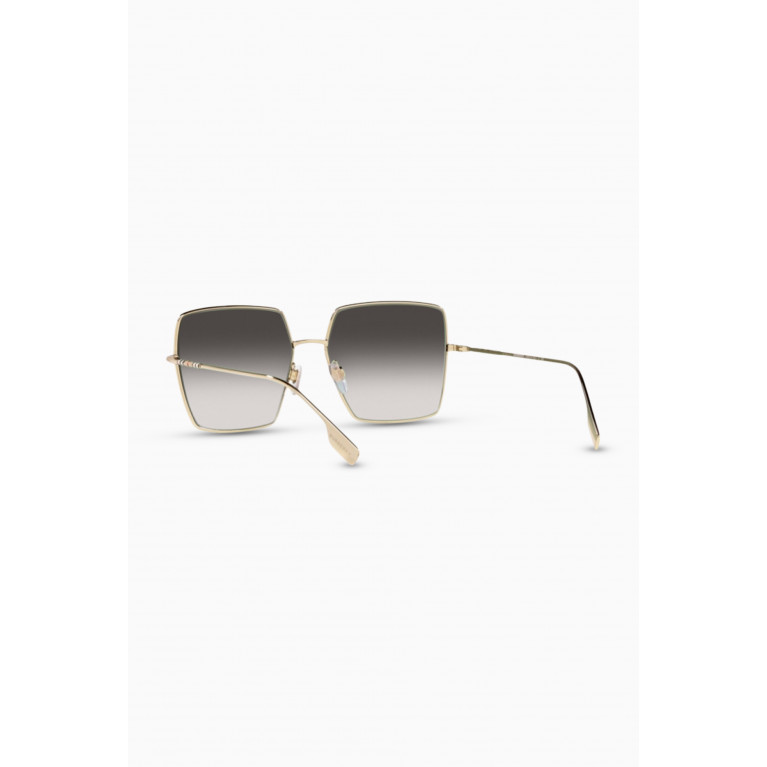 Bvlgari - Icon Stripe Detail Oversized Square Frame Sunglasses in Metal