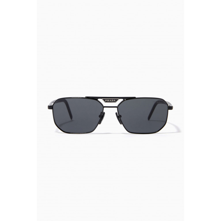Prada - Rectangular Sunglasses in Metal