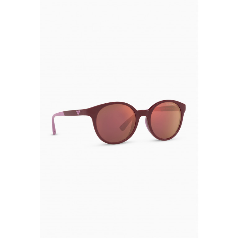 Emporio Armani - Round Frame Sunglasses in Acetate Red
