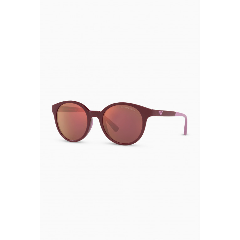 Emporio Armani - Round Frame Sunglasses in Acetate Red