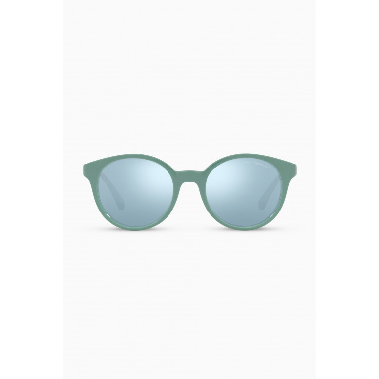 Emporio Armani - Round Frame Sunglasses in Acetate Silver