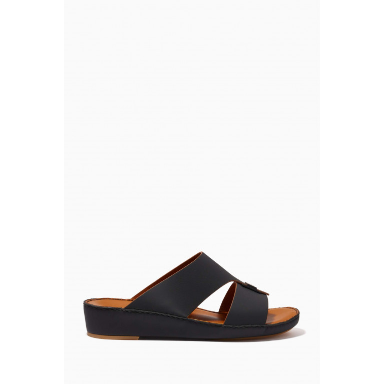 Private Collection - Manetta Contrast Sandals in Rubberised Leather Black