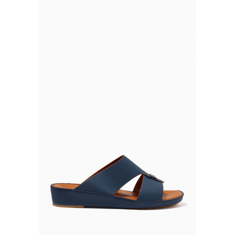 Private Collection - Manetta Contrast Sandals in Rubberised Leather Blue