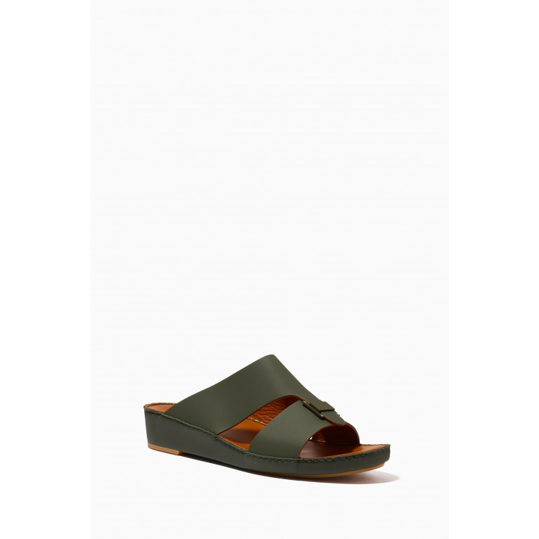 Private Collection - Manetta Contrast Sandals in Rubberised Leather Green