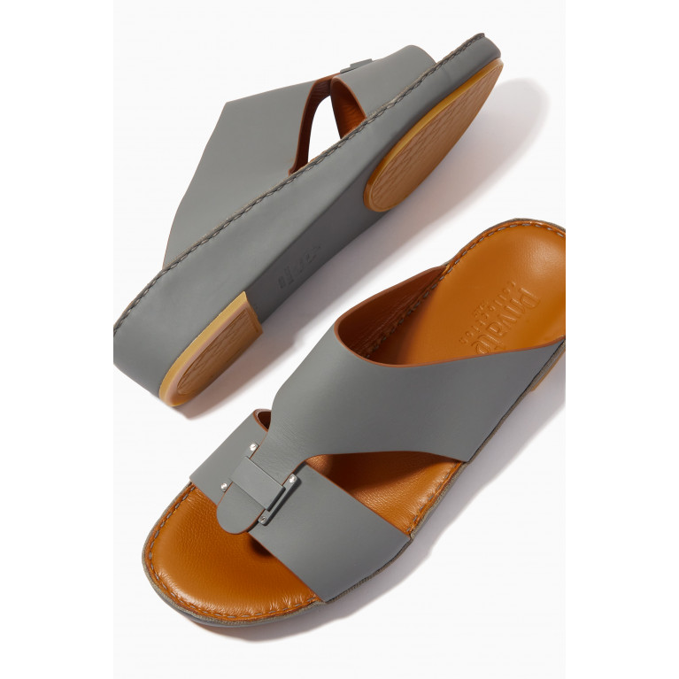 Private Collection - Manetta Contrast Sandals in Rubberised Leather Grey