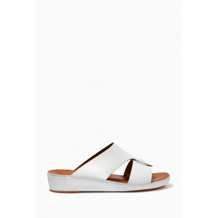 Private Collection - Manetta Contrast Sandals in Rubberised Leather White