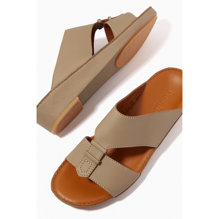 Private Collection - Baguettes Sandals in Rubberised Leather Neutral