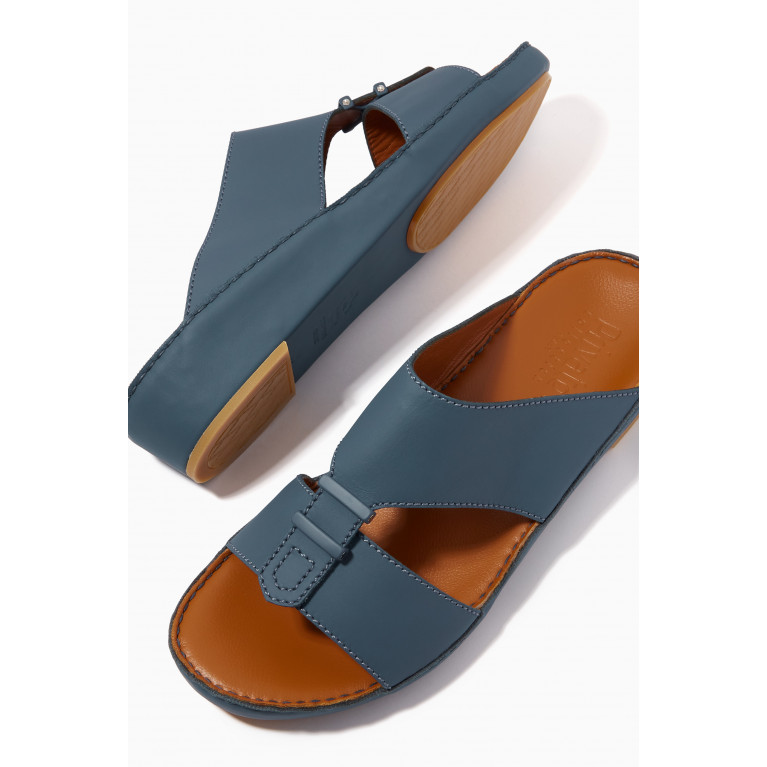 Private Collection - Baguettes Sandals in Rubberised Leather Blue