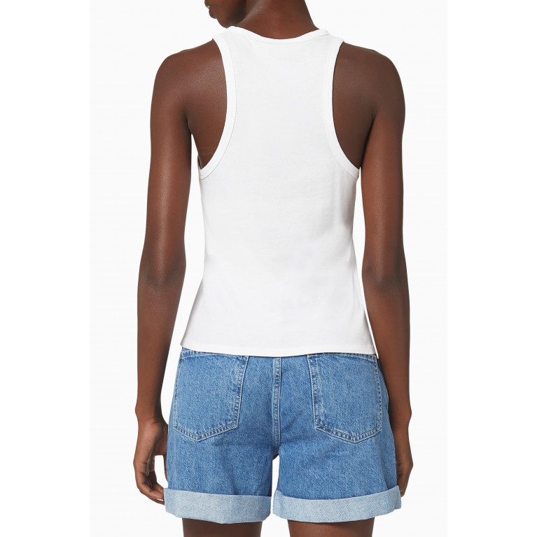 Frame - Ringer Tank Top in Cotton Jersey White
