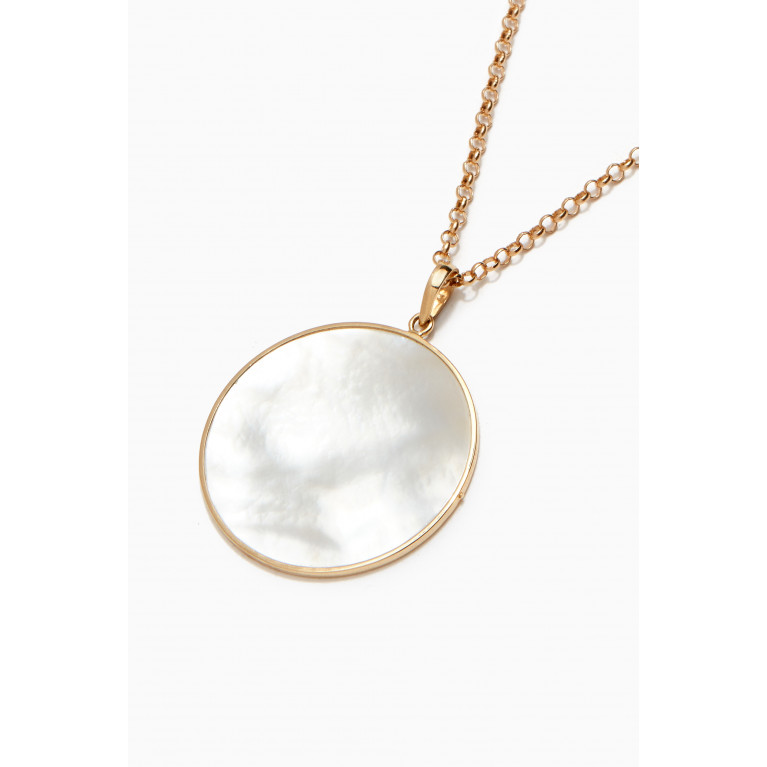 Robert Wan - Mother of Pearl Disc Pendant Necklace in 18kt Yellow Gold