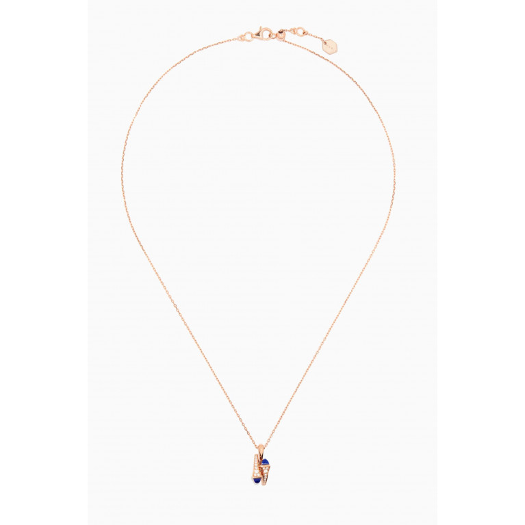Marli - Cleo Lapis Lazuli & Pavé Diamond Huggie Pendant Necklace in 18kt Rose Gold