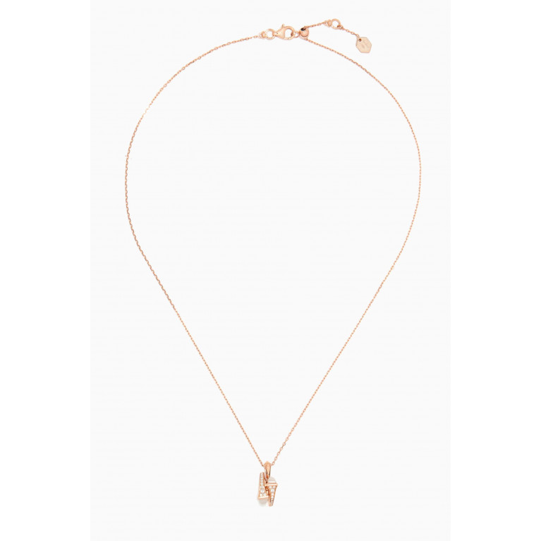 Marli - Cleo Moonstone & Pavé Diamond Huggie Pendant Necklace in 18kt Rose Gold