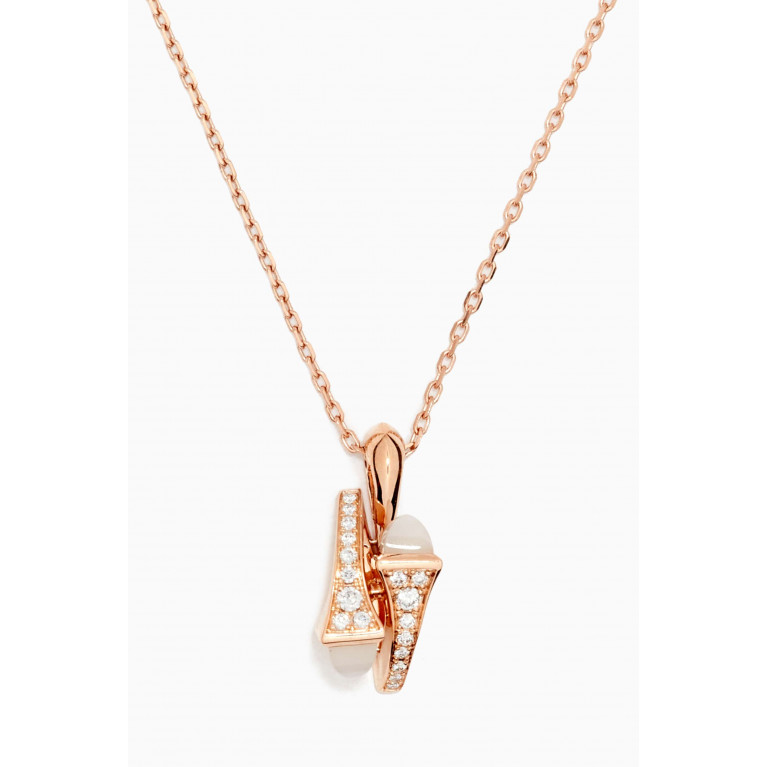 Marli - Cleo Moonstone & Pavé Diamond Huggie Pendant Necklace in 18kt Rose Gold