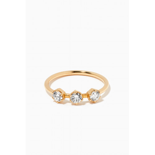 Yataghan Jewellery - Vintage Hexagon Triple Diamond Ring in 18kt Yellow Gold
