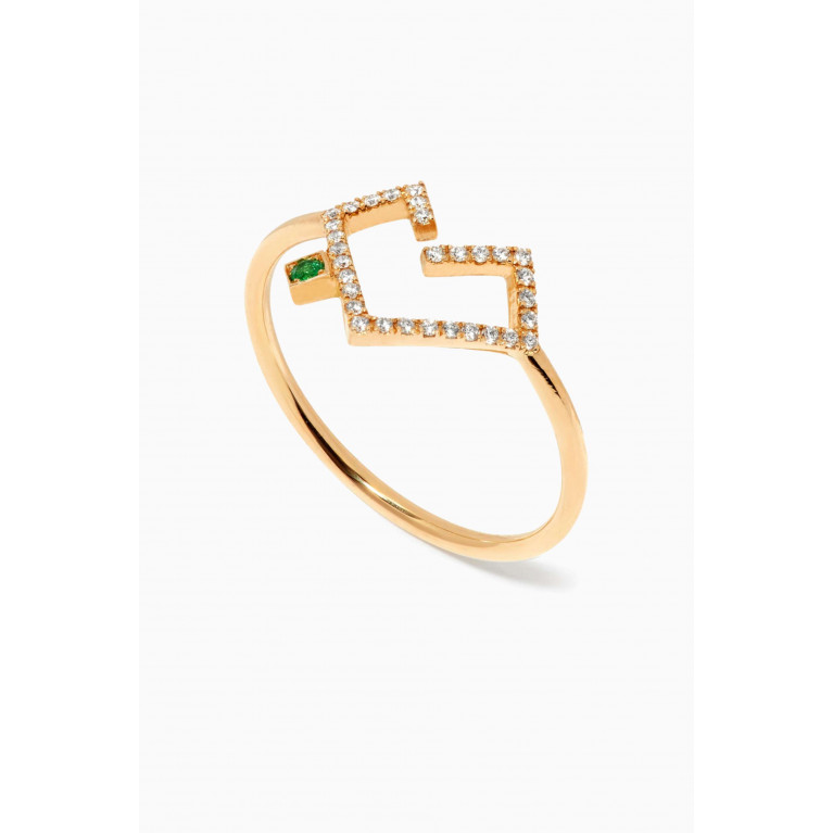 Yataghan Jewellery - Hubb Diamond & Emerald Ring in 18kt Gold White